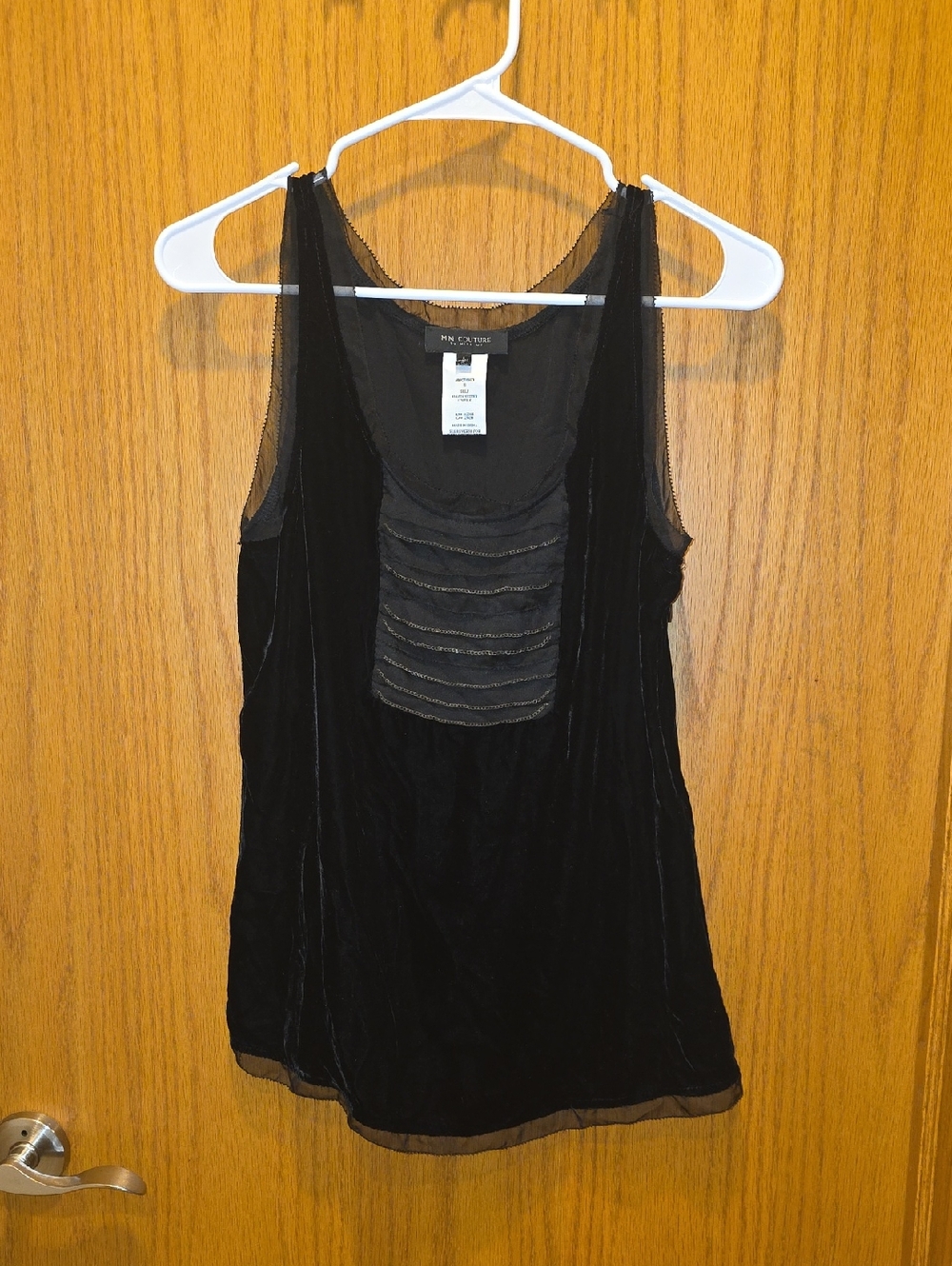 Y2K Miss Me Couture Black Velvet and Tank With Chain Detail